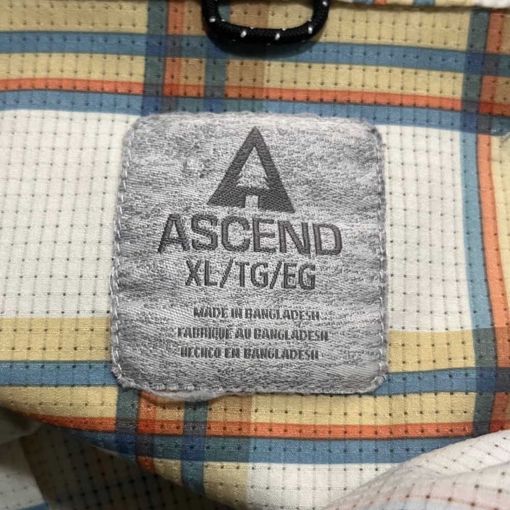 Set 2 Ascend Blue Cream Multicolored Check Short Sleeve Button Shirt Size XL - Picture 11 of 12